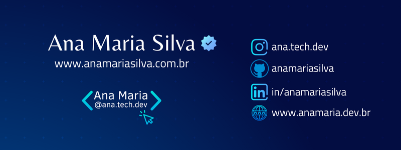 imagem Contatos Ana Maria Silva com site e redes sociais